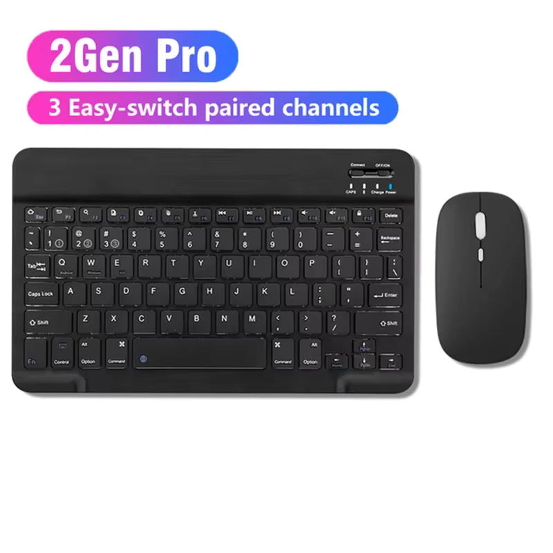 Tüm Cihazlara Uyumlu Şarj Edilebilir Kablosuz Bluetooth Klavye Mouse Set