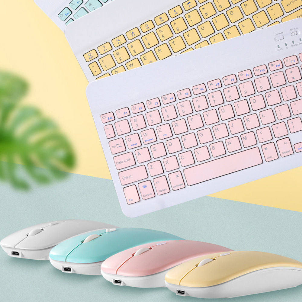 Tüm Cihazlara Uyumlu Şarj Edilebilir Kablosuz Bluetooth Klavye Mouse Set