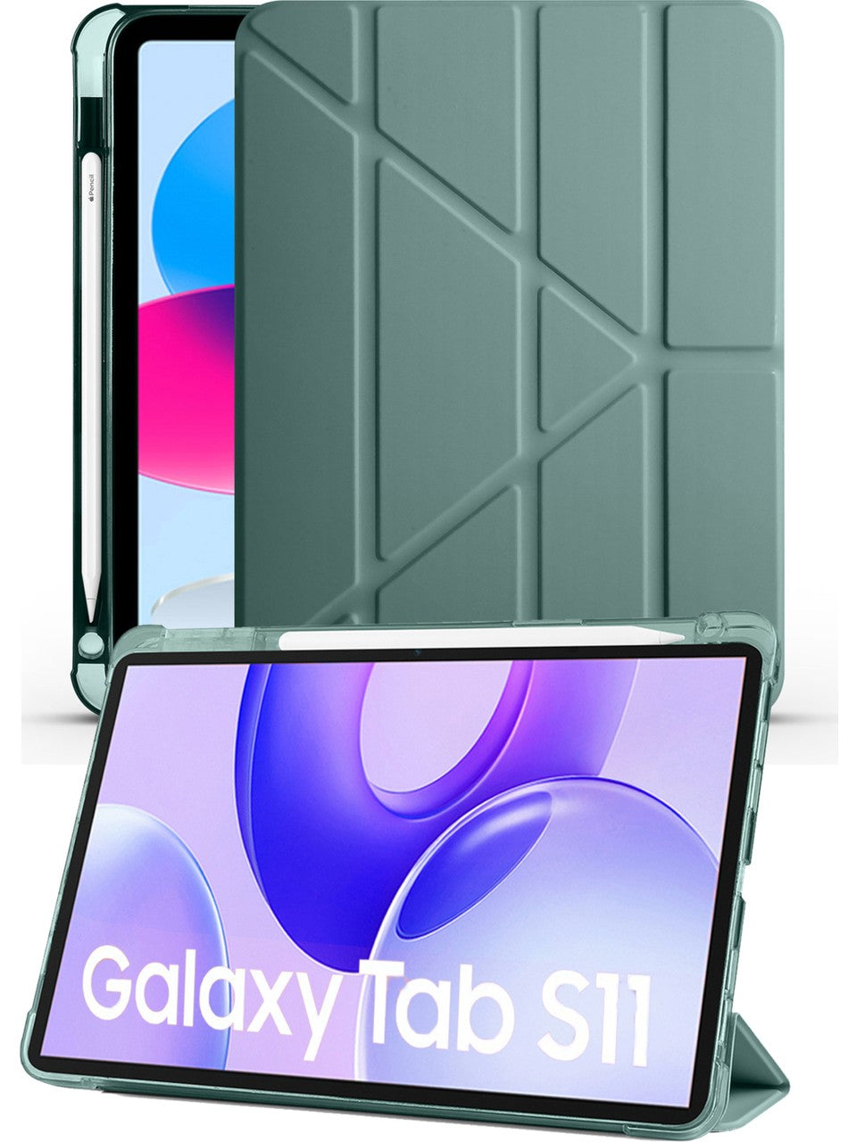 TUROTTO Galaxy Tab S11 SM-X730 İle Uyumlu Katlanır Yatay ve Dikey Standlı Kalem Bölmeli Uyku Modlu Kılıf