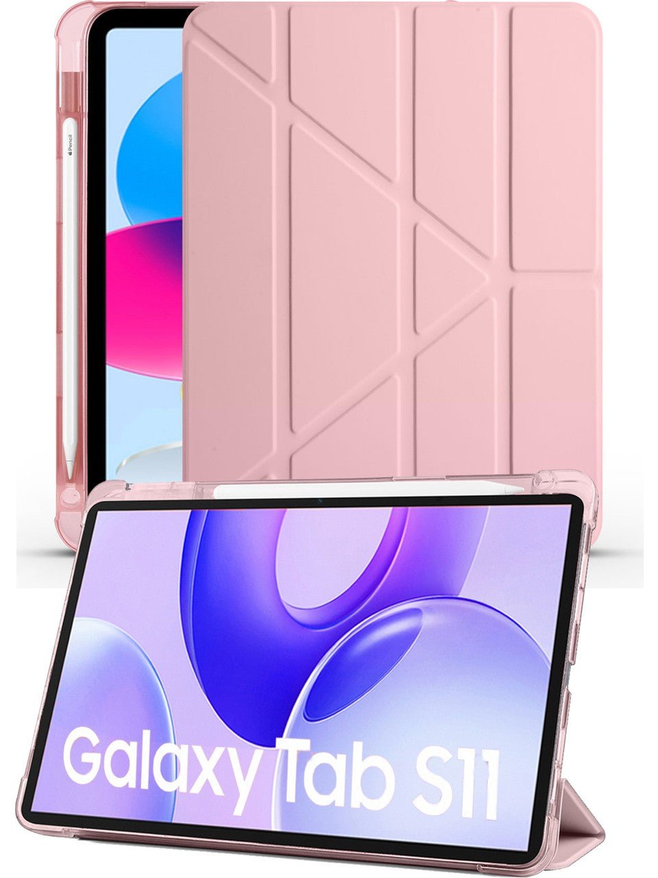 TUROTTO Galaxy Tab S11 SM-X730 İle Uyumlu Katlanır Yatay ve Dikey Standlı Kalem Bölmeli Uyku Modlu Kılıf