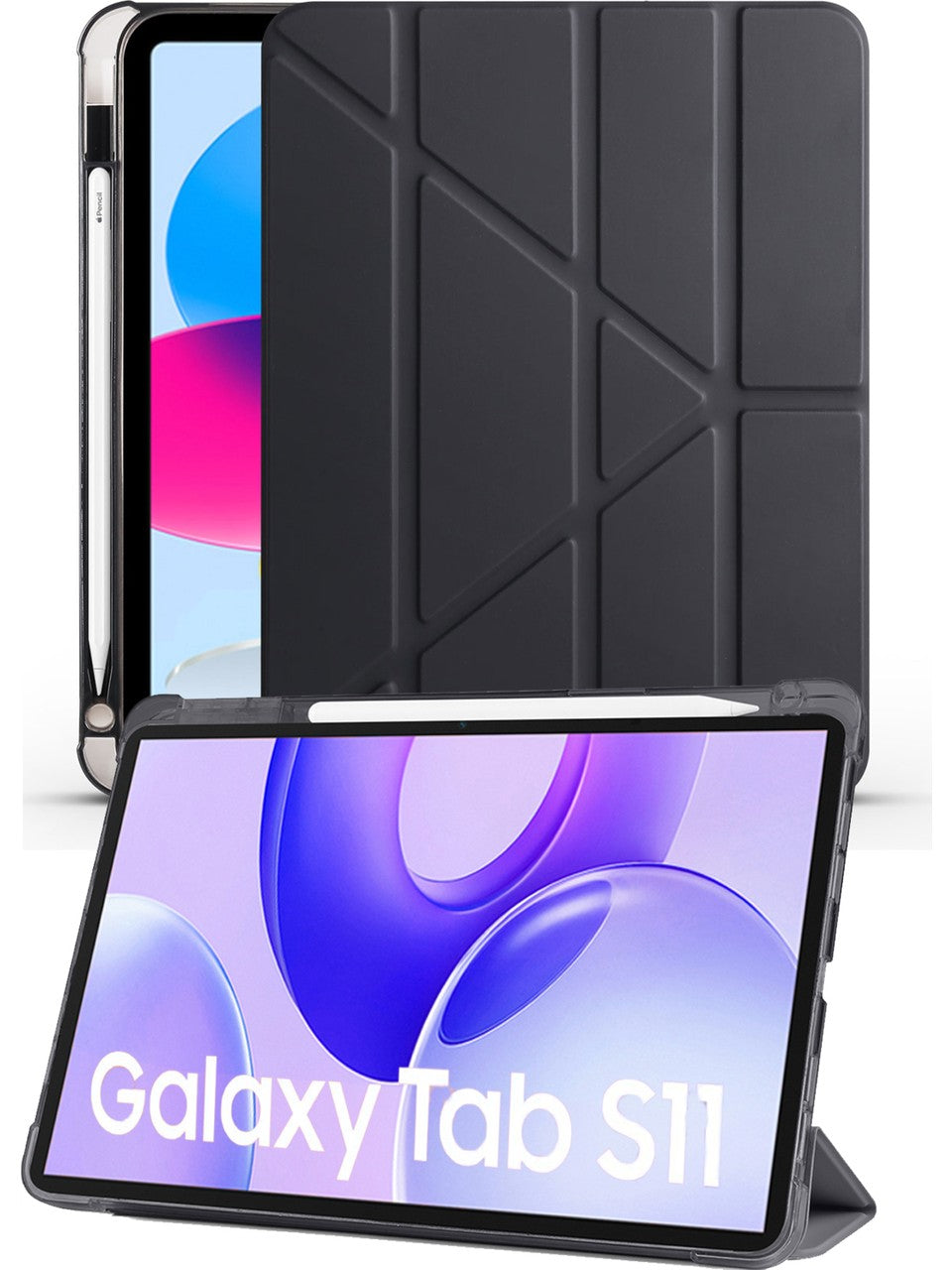 TUROTTO Galaxy Tab S11 SM-X730 İle Uyumlu Katlanır Yatay ve Dikey Standlı Kalem Bölmeli Uyku Modlu Kılıf