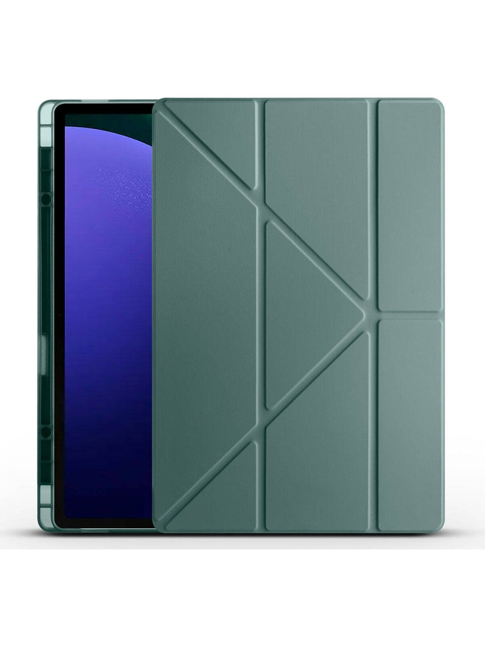 TUROTTO Galaxy Tab S9 FE PLUS SM-X610 İle Uyumlu Katlanır Yatay ve Dikey Standlı Kalem Bölmeli Uyku Modlu Kılıf